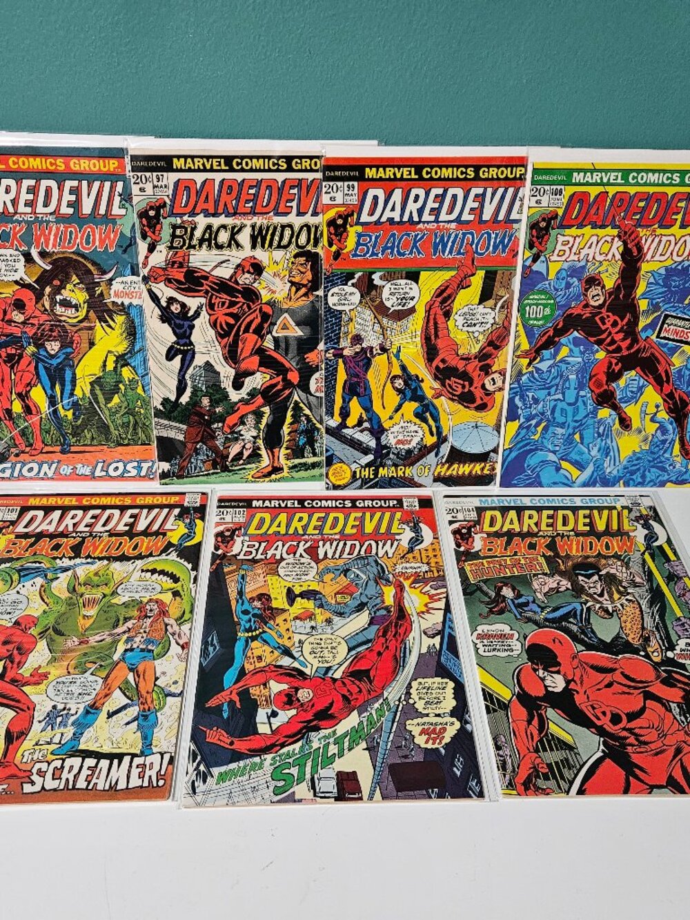 Daredevil Black Widow Lot of 7 Bronze Age Marvel Comics #96-97, 99-102, 104